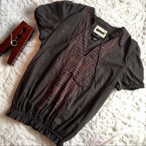 Sanctuary Gray Embroidered Peasant Top